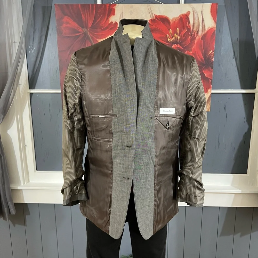 Calvin Klein Blazer Jacket Sport‎ Coat Mens 40R Wool Gray